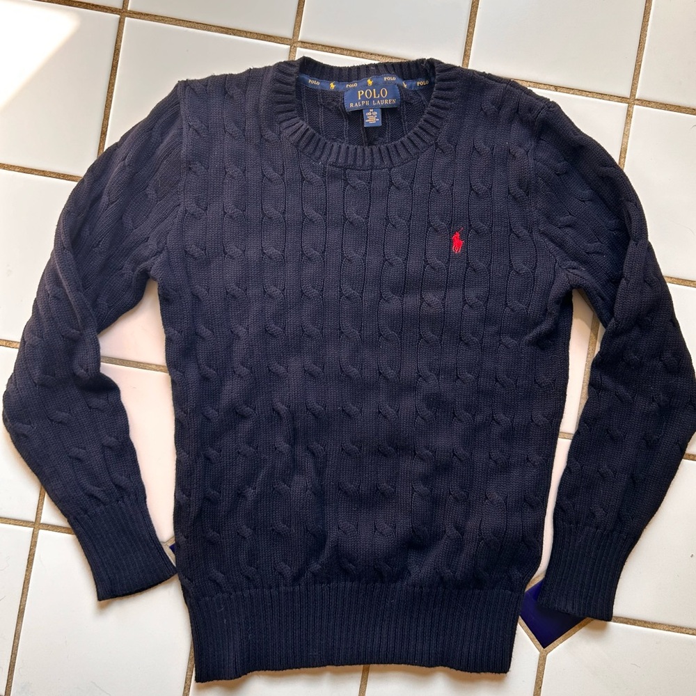 Boy’s Ralph Lauren cotton cable knit sweater. Sz. M (10-12). NEVER WORN.